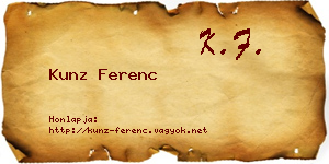 Kunz Ferenc névjegykártya